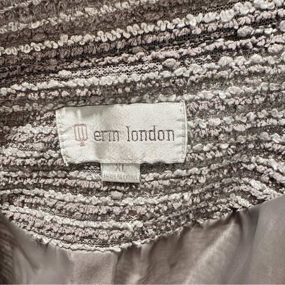 Erin London Pleated Grey Two Tone Collared Full Zip Up Jacket Women’s size XL - Picture 11 of 13